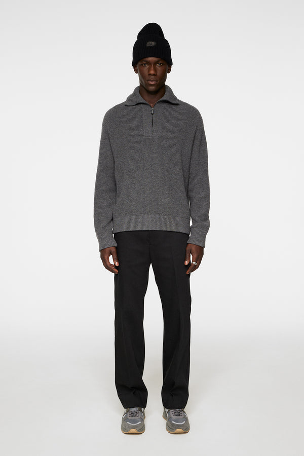 J.lindeberg Wilmer Quarter Zip Knit Mid Grey Melange