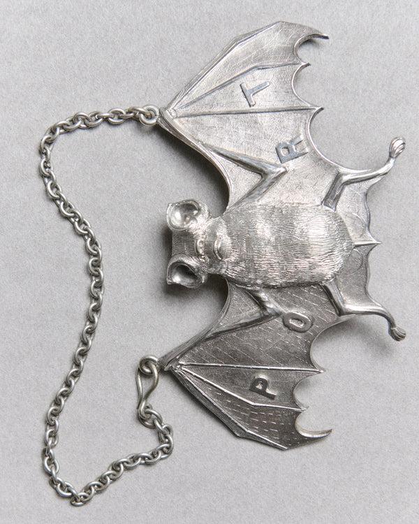 j.w.anderson 19th century silver bat wine label in silver