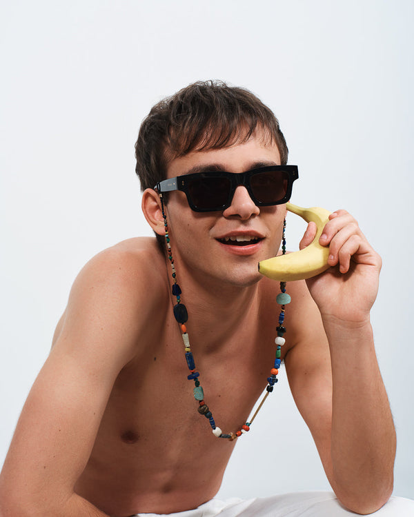 J.w.anderson Ancient Stone Beaded Sunglasses Chain Strap In Multi Colour