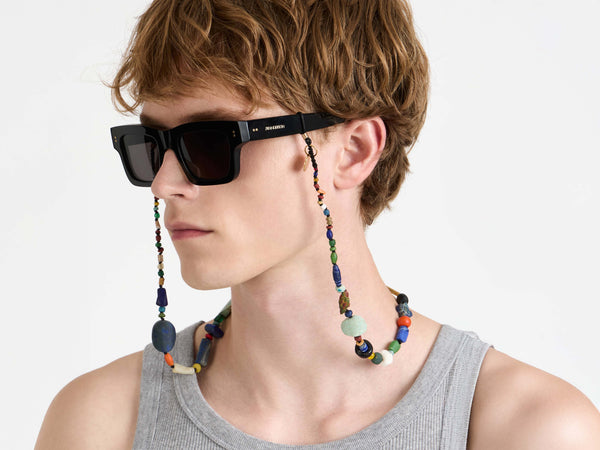 J.w.anderson Ancient Stone Beaded Sunglasses Chain Strap In Multi Colour