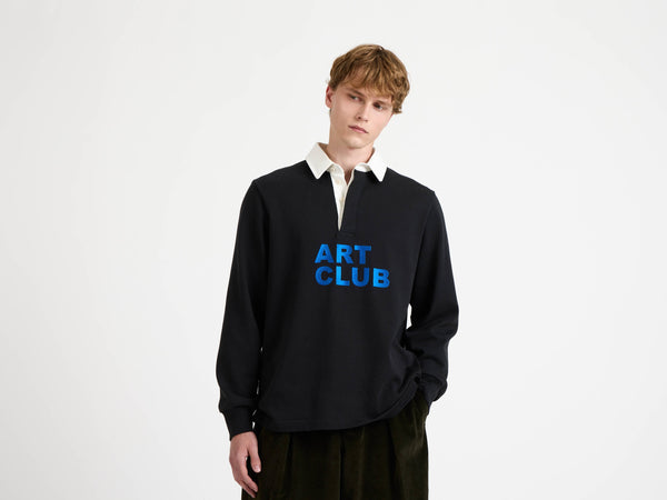 J.w.anderson 'art Club' Rugby Polo Top In Washed Black