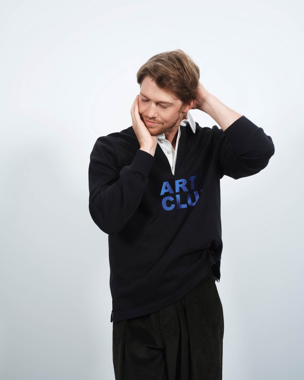 j.w.anderson 'art club' rugby polo top in washed black