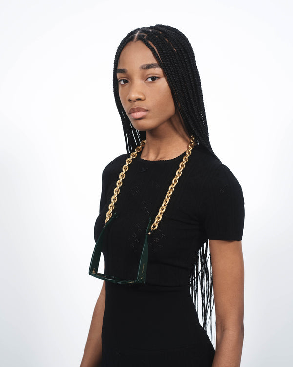 J.w.anderson Chain Link Sunglasses Strap In Gold Tone