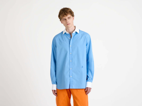 J.w.anderson Contrast Collar Dress Shirt In Cornflower Blue