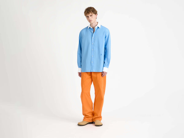 J.w.anderson Contrast Collar Dress Shirt In Cornflower Blue