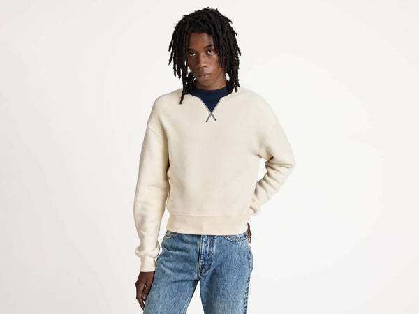 J.w.anderson Contrast Collar Sweatshirt In Ecru & Navy