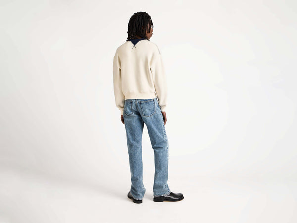 J.w.anderson Contrast Collar Sweatshirt In Ecru & Navy