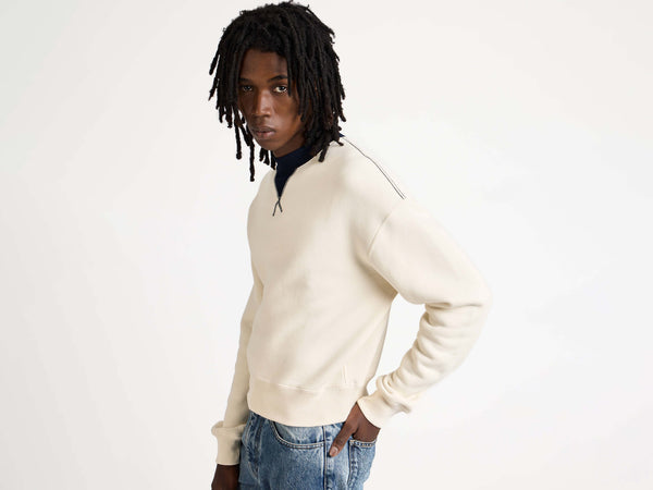 J.w.anderson Contrast Collar Sweatshirt In Ecru & Navy
