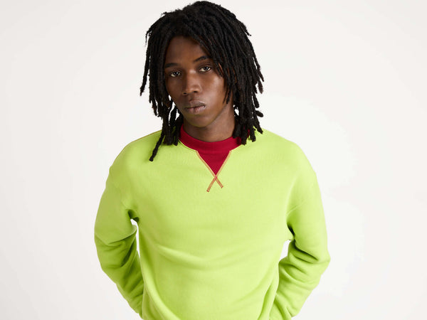 J.w.anderson Contrast Collar Sweatshirt In Lime & Red
