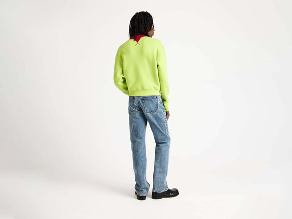 J.w.anderson Contrast Collar Sweatshirt In Lime & Red