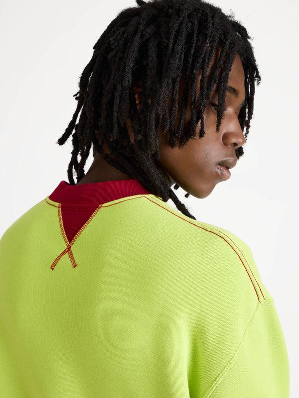 J.w.anderson Contrast Collar Sweatshirt In Lime & Red