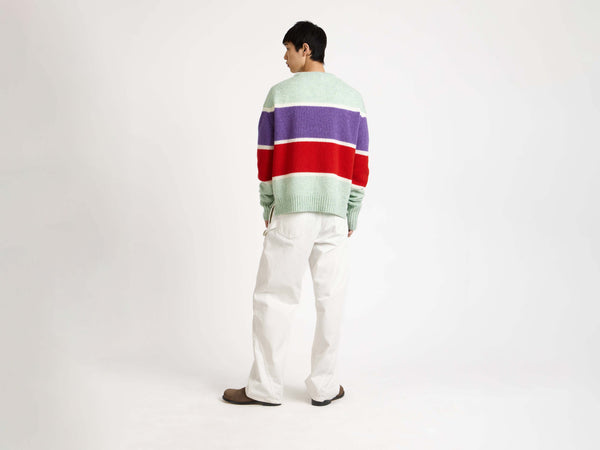 J.w.anderson Contrast Striped Crew Neck Jumper In Mint
