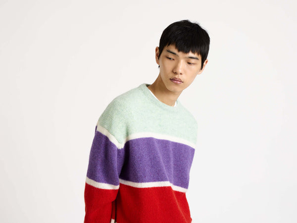 j.w.anderson Contrast striped crew neck jumper in mint