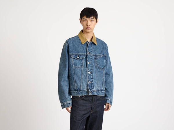 j.w.anderson Corduroy collar denim jacket in mid blue