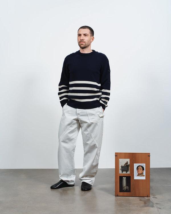 J.w.anderson Buttoned Sleeve Breton Jumper In Navy