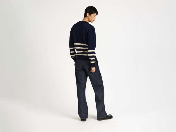 J.w.anderson Buttoned Sleeve Breton Jumper In Navy