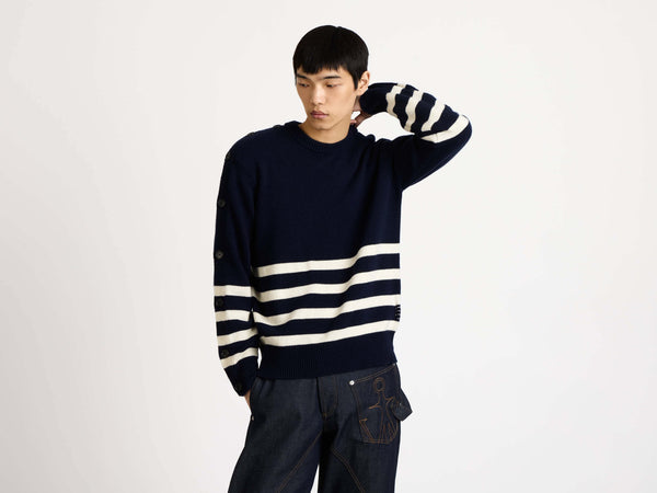 j.w.anderson Buttoned sleeve breton jumper in navy