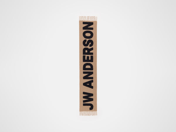 J.w.anderson Checkered Logo Scarf In Brown & White