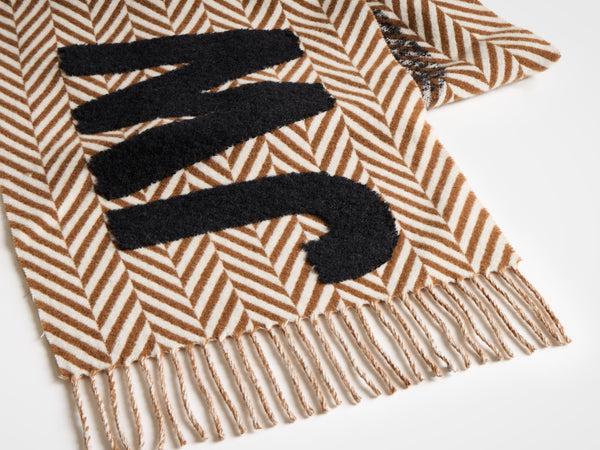 J.w.anderson Checkered Logo Scarf In Brown & White