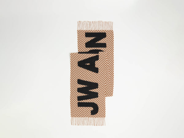 j.w.anderson Checkered logo scarf in brown & white