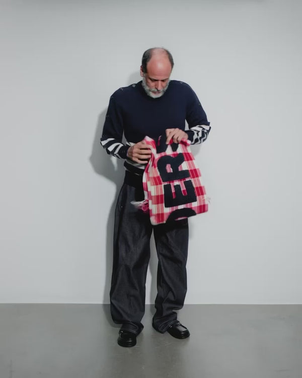 J.w.anderson Checkered Logo Scarf In Red White