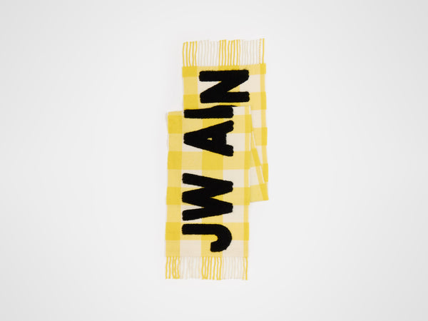 J.w.anderson Checkered Logo Scarf In Yellow