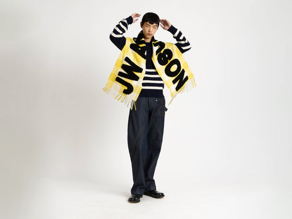 J.w.anderson Checkered Logo Scarf In Yellow