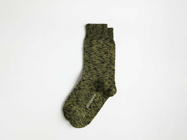 J.w.anderson Cotton Slub Sock In Black And Green