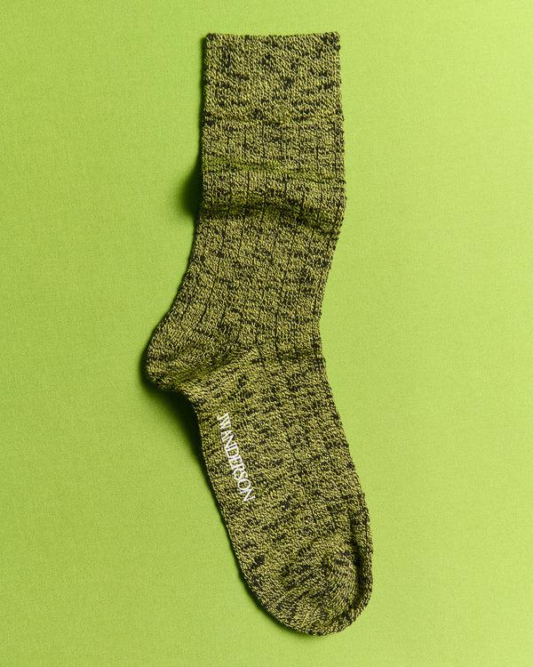 j.w.anderson Cotton slub sock in black and green