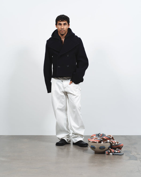 J.w.anderson Cropped Hooded Coat In Navy