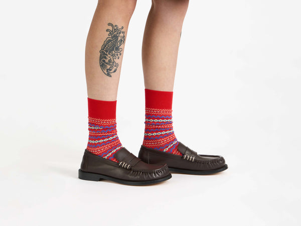 J.w.anderson Fairisle Sock In Red