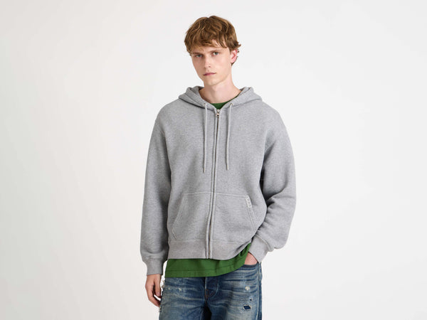 J.w.anderson Front Zip Hoodie In Mid Grey Melange