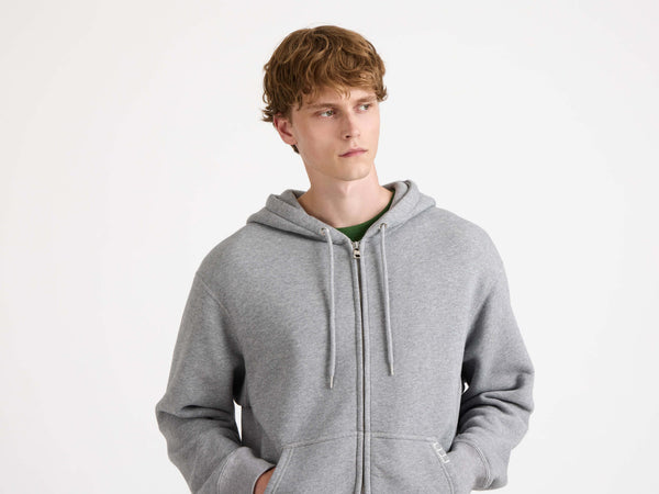 J.w.anderson Front Zip Hoodie In Mid Grey Melange