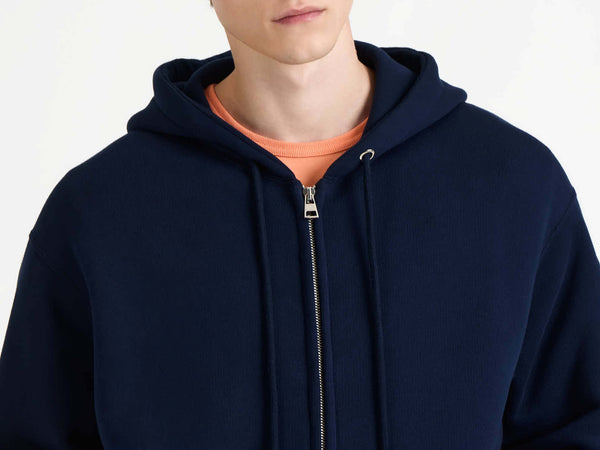 J.w.anderson Front Zip Hoodie In Navy