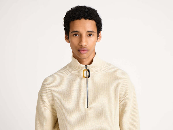 J.w.anderson Half Zip Jumper In Ivory