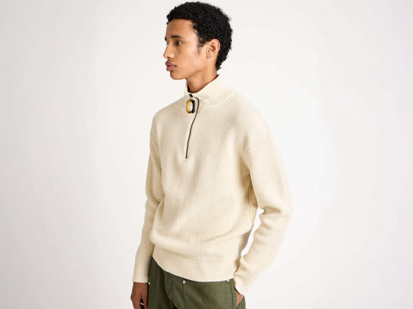 j.w.anderson Half zip jumper in ivory