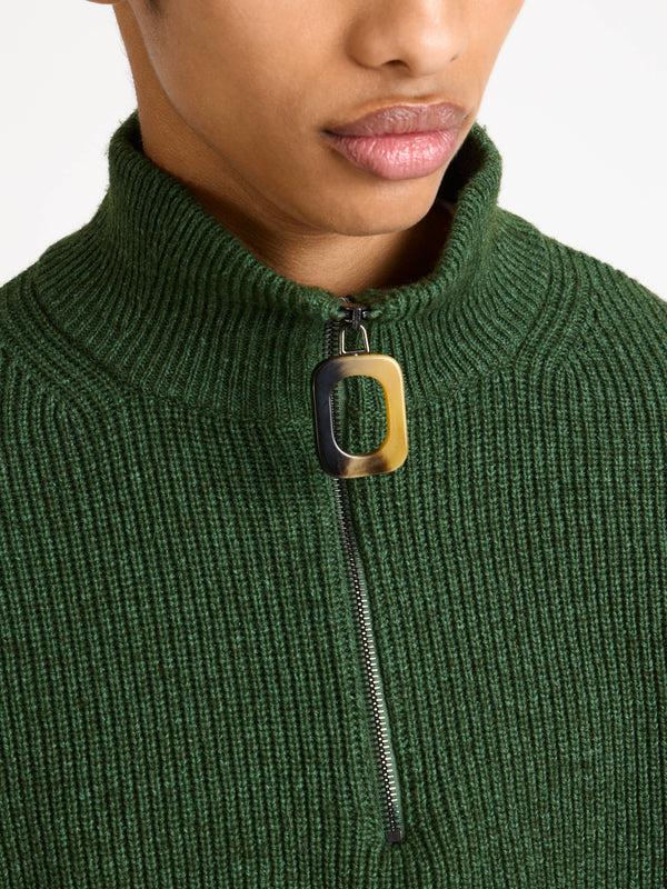 J.w.anderson Half Zip Jumper In Pine