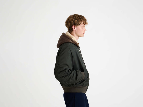 J.w.anderson Hooded Bomber Jacket In Dark Khaki