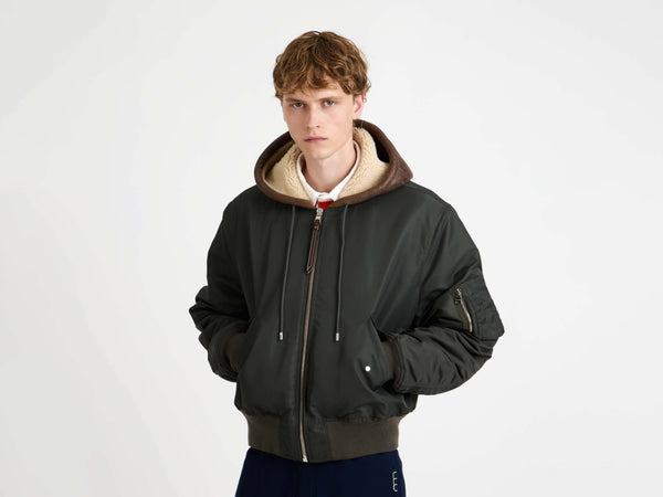 j.w.anderson Hooded bomber jacket in dark khaki