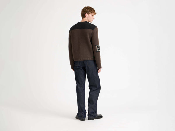 J.w.anderson House Polo Cardigan In Chestnut Brown