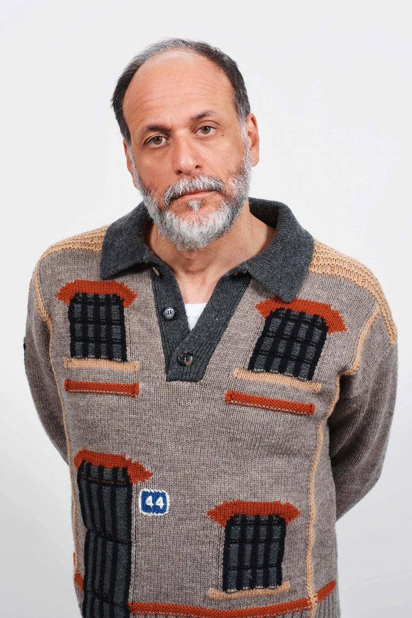 J.w.anderson House Polo Jumper In Beige Melange