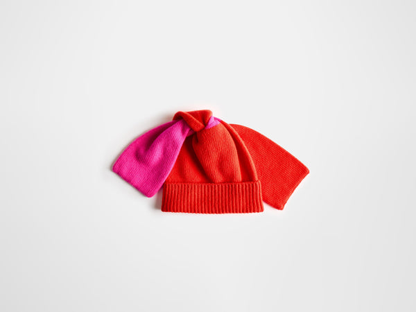 J.w.anderson Knotted Beanie Hat In Neon Orange