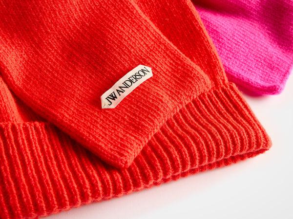 J.w.anderson Knotted Beanie Hat In Neon Orange
