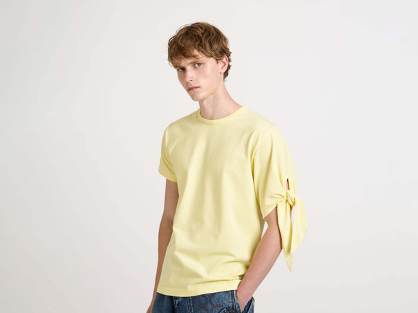 J.w.anderson Knotted Sleeve T Shirt In Yellow