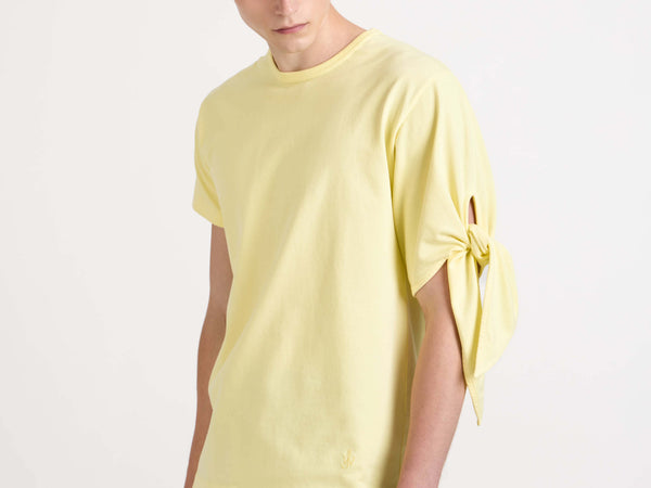 J.w.anderson Knotted Sleeve T Shirt In Yellow
