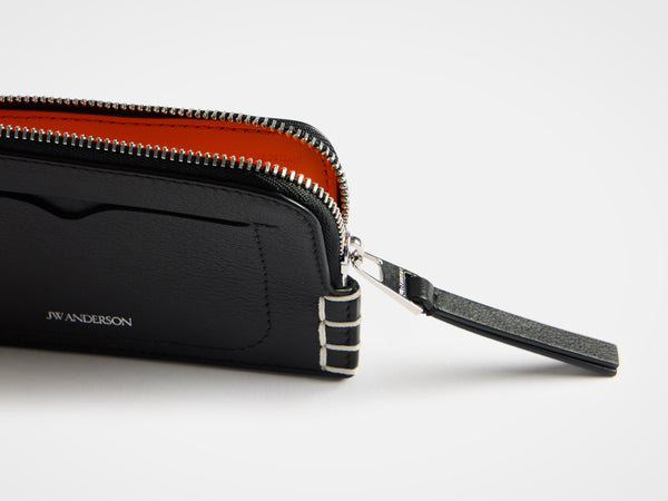J.w.anderson Leather Loafer Zip Wallet In Black