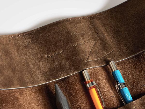 J.w.anderson Leather Pen Roll Case In Dark Brown