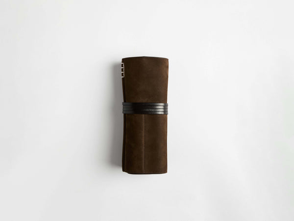 j.w.anderson Leather pen roll case in dark brown