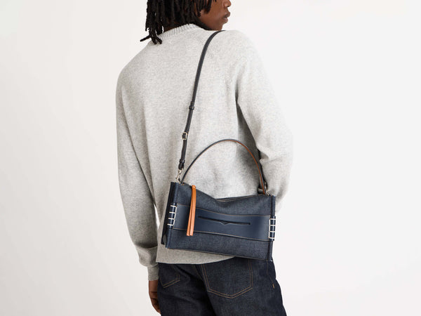 J.w.anderson Loafer Bag In Indigo Denim
