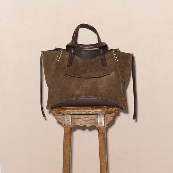 J.w.anderson Loafer Cabas Bag In Brown Suede